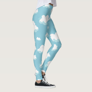 Blauwe lucht en wolken patroon leggings