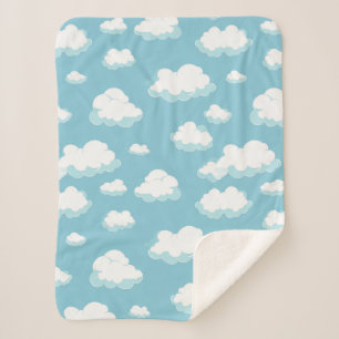 Blauwe lucht en wolken patroon sherpa deken