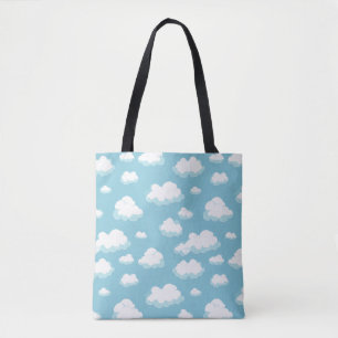 Blauwe lucht en wolken patroon tote bag