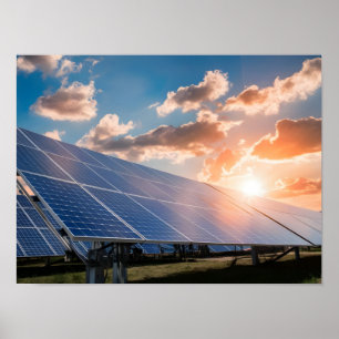 Blauwe lucht en zonnepanelen poster