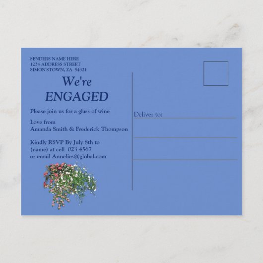 Blauwe lucht, fluffy Clouds en roze Flamingos Uitnodiging Briefkaart (Achterkant)