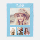 Blauwe lucht foto collage meisje vrienden fleece deken (Voorkant)