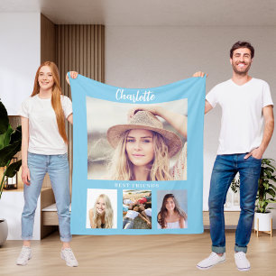 Blauwe lucht foto collage meisje vrienden fleece deken