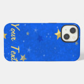Blauwe Lucht Gouden Sterren iPhone Hoesje (Achterkant horizontaal)
