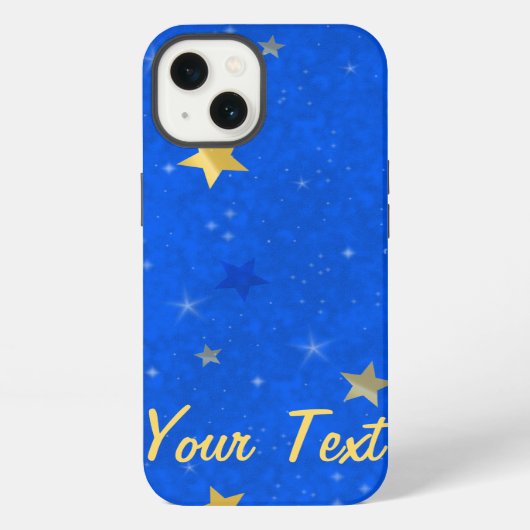 Blauwe Lucht Gouden Sterren iPhone Hoesje (Achterkant)