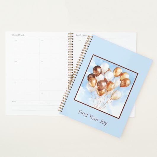 Blauwe Lucht Gouden Witte Ballonnen Planner (Display)