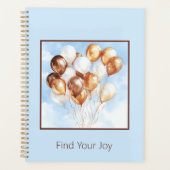 Blauwe Lucht Gouden Witte Ballonnen Planner (Voorkant)