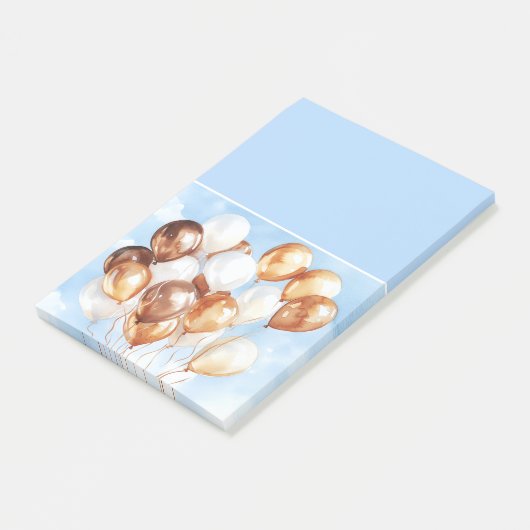 Blauwe Lucht Gouden Witte Ballonnen Post-it® Notes (Schuin)