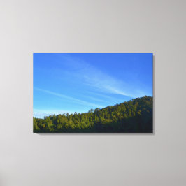 Blauwe Lucht Groene Bos Witte Wolk Schaduw Foto Canvas Afdruk