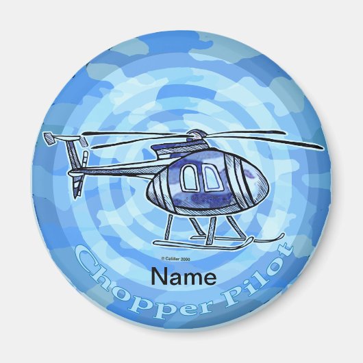 Blauwe Lucht Helikopter magneet (Voorkant)