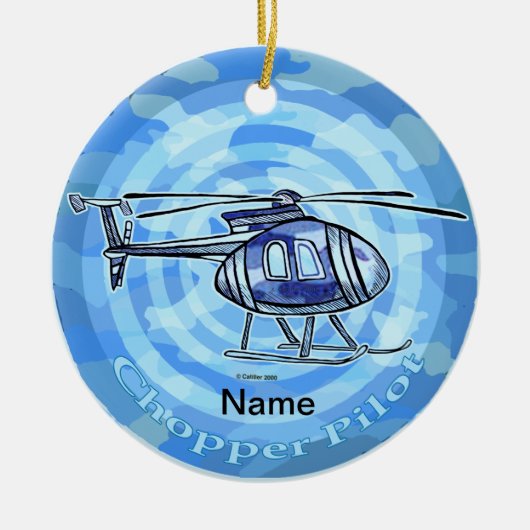 Blauwe Lucht Helikopter ornament (Voorkant)