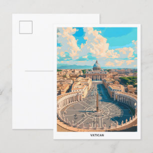 Blauwe lucht in Vaticaan Vintage Travel Briefkaart