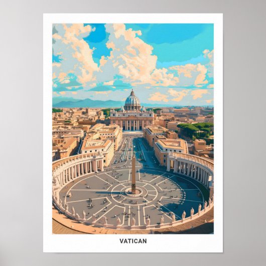 Blauwe lucht in Vaticaan Vintage Travel Poster (Voorkant)