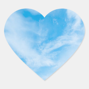 Blauwe Lucht Lege Sjabloon Natuur Witte Wolken Hart Sticker