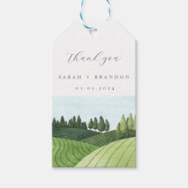 Blauwe lucht met akker bruiloft bedank cadeau labe cadeaulabel