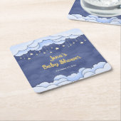 Blauwe lucht met hangende sterren - kartonnen onderzetters (Schuin)