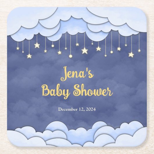 Blauwe lucht met hangende sterren - kartonnen onderzetters (Voorkant)