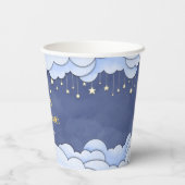 Blauwe lucht met hangende sterren - papieren bekers (Achterkant)