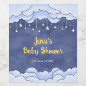 Blauwe lucht met hangende sterren - Wijnlabel Wijn Etiket (Enkel label)