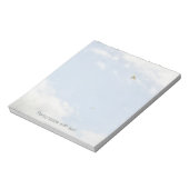 Blauwe lucht met vogels gepersonaliseerd notitieblok (Linkerzijde)