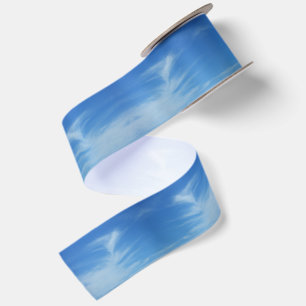 Blauwe lucht met witte wolken Abstracte natuurfoto Satijnen Lint