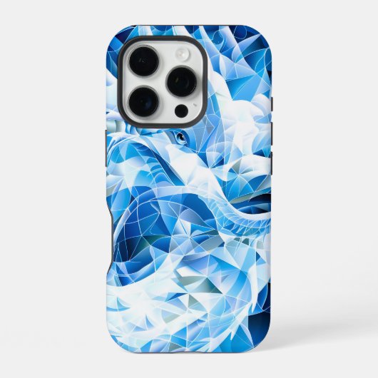 Blauwe Lucht Mozaïek Draak iPhone Hoesje (Achterkant)