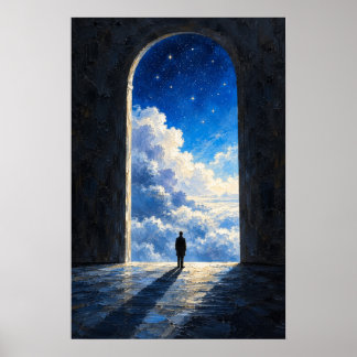 Blauwe Lucht Portaal Surrealistische Kunst Poster