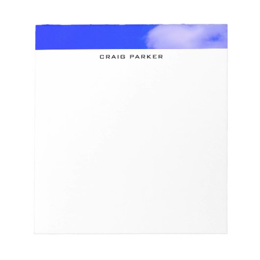 Blauwe lucht professioneel gewoon minimalistisch notitieblok (Voorkant)