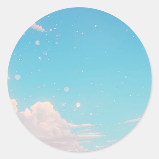 Blauwe Lucht Ronde Sticker (Voorkant)