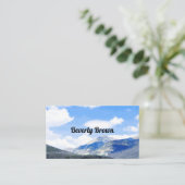 Blauwe lucht schilderachtig berglandschap op maat visitekaartje (Staand voorkant)