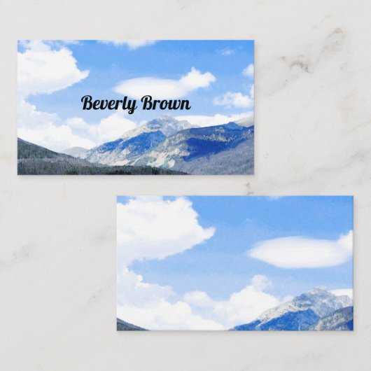 Blauwe lucht schilderachtig berglandschap op maat visitekaartje (Voorkant / Achterkant)