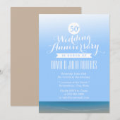 Blauwe Lucht Strand Bries Bruiloft Jubileum Kaart (Voorkant / Achterkant)