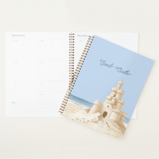 Blauwe Lucht Strand Crème Zand Kasteel Planner (Display)