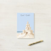 Blauwe Lucht Strand Crème Zand Kasteel Post-it® Notes (Op bureau)