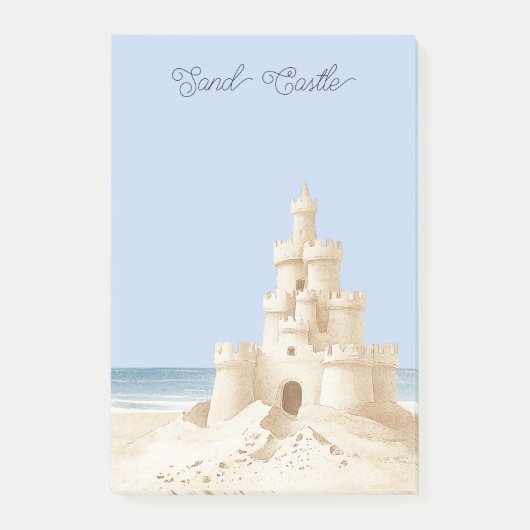 Blauwe Lucht Strand Crème Zand Kasteel Post-it® Notes (Voorkant)