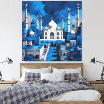 Blauwe lucht  Taj Mahal AI-kunst 