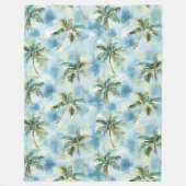 Blauwe Lucht Tropisch Eiland Palmbomen Fleece Deken (Voorkant)