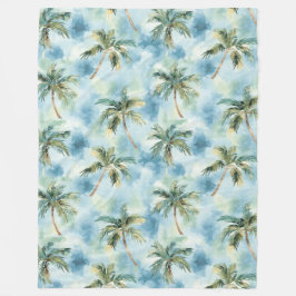 Blauwe Lucht Tropisch Eiland Palmbomen   Fleece Deken