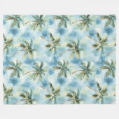 Blauwe Lucht Tropisch Eiland Palmbomen Fleece Deken (Voorkant (Horizontaal))
