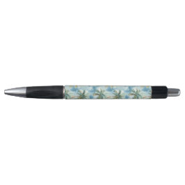 Blauwe Lucht Tropisch Eiland Palmbomen   Pen