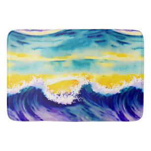 Blauwe lucht waterverf artwork matching badmat