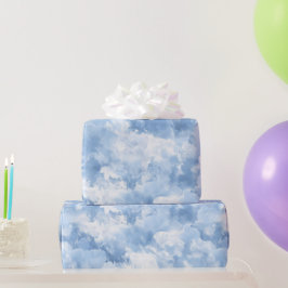 Blauwe lucht waterverf mist witte abstracte patroo cadeaupapier