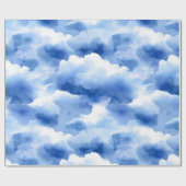 Blauwe lucht waterverf mist witte abstracte patroo cadeaupapier (Vlak)