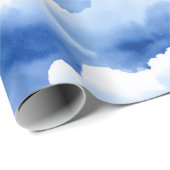 Blauwe lucht waterverf mist witte abstracte patroo cadeaupapier (Rol Hoek)