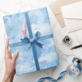 Blauwe lucht waterverf mist witte abstracte patroo cadeaupapier