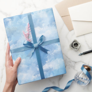 Blauwe lucht waterverf mist witte abstracte patroo cadeaupapier