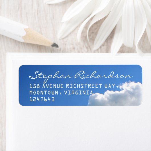 blauwe lucht wit wolken bruiloft etiket (Insitu)