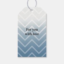 Blauwe Lucht Witte Chevron Cadeaulabel