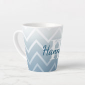 Blauwe Lucht Witte Chevron Latte Mok (Linkerhoek)