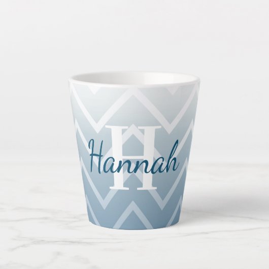 Blauwe Lucht Witte Chevron Latte Mok (Voorkant)